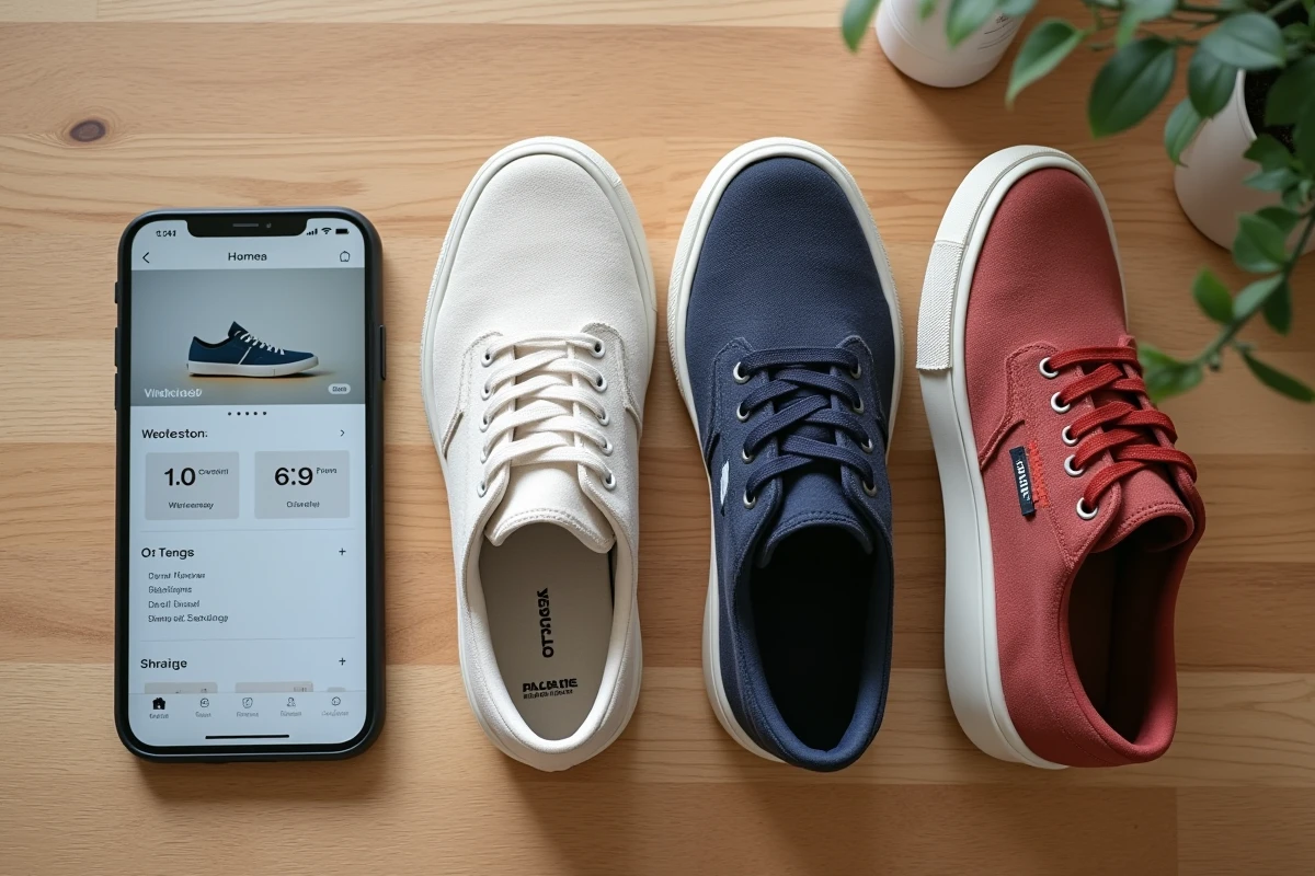 Vue de dessus de plusieurs paires de chaussures Sursell abordables avec comparatif de prix sur smartphone
