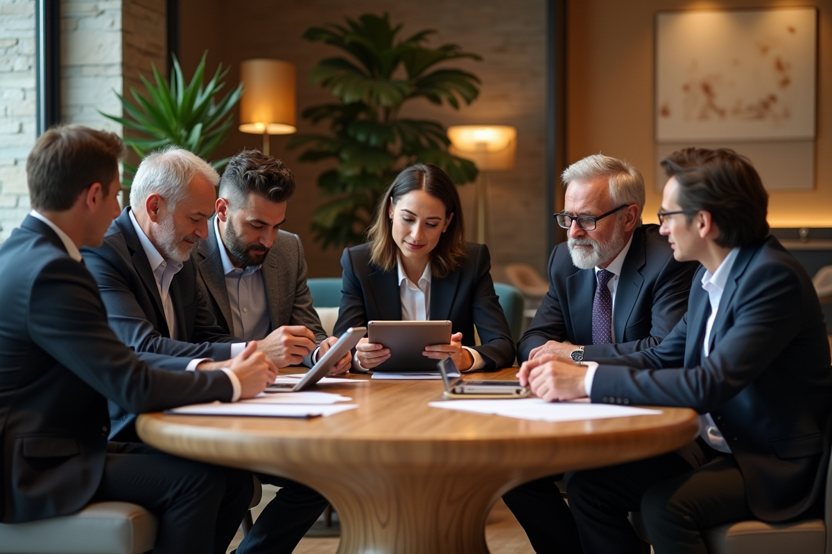 Groupe de partenaires autour d